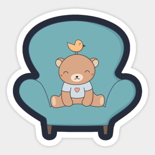 There's a whimsical teddy bear on the sofa Sticker